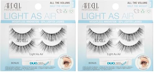 Ardell Light As Air 521 Fake Eyelashes 2 Pairs + 1g Duo Pipette – Black