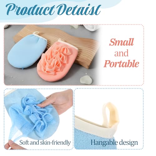 Travel Size Loofah Sponges - 2 Pack Exfoliating Bath Poufs
