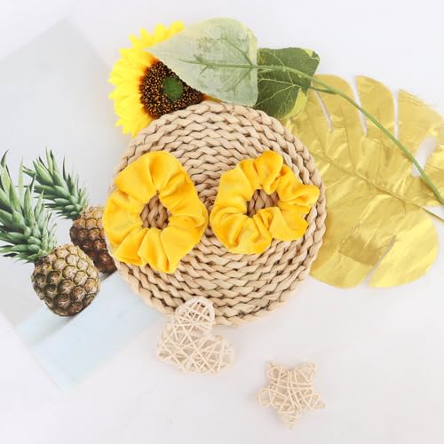 YISSION Yellow Velvet Hair Scrunchies - 2 Pack for Women & Girls
