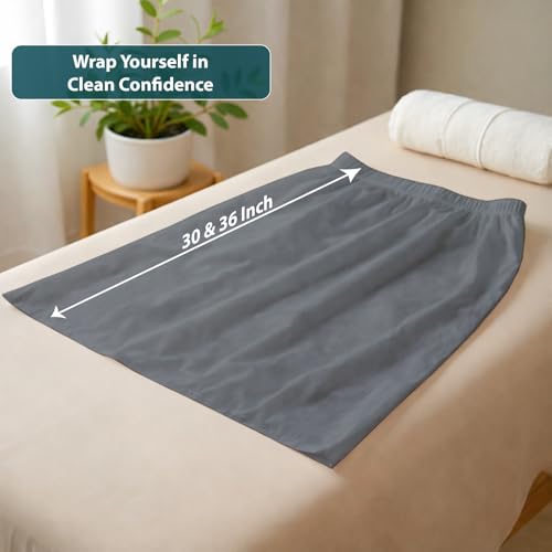 Pack of 20 Dark Grey Disposable Spa Wraps for Women - Adjustable 50 GSM Bathrobe Skirts