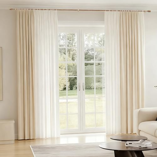 Adjustable Wood Grain Curtain Rod 30-45 Inch with Brackets