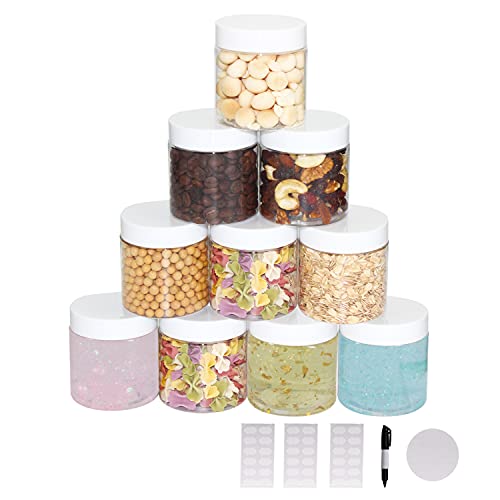 28 Pack 4 oz Clear Plastic Jars with White Lids - Leak-Proof