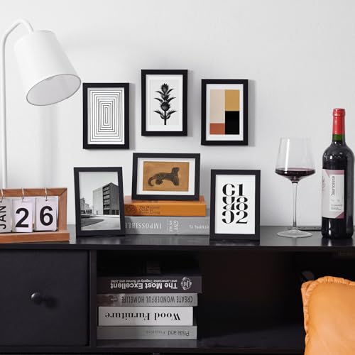 Fixwal 4x6 Black Picture Frame Set of 6 - Shatterproof & Lightweight