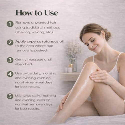 Cyperus Rotundus Oil for Hair Removal & Skin Nourishing - Natural Body Oil, 2 Fl Oz