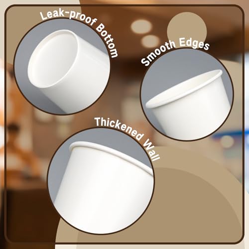 7 oz Disposable Paper Coffee Cups - 100 Pack, Leak-Proof & Sturdy