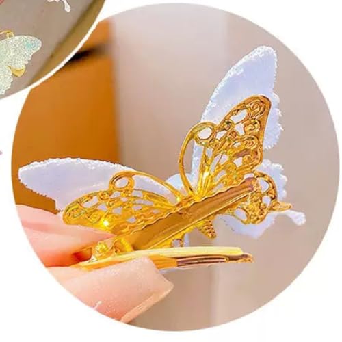 YYKITCHEN 10-Piece Glitter Pink Butterfly Hair Clips Set - Sparkly Hair Accessories for Women & Girls, Trendy Spring Party & Daily Use, Gift Box Included (A)