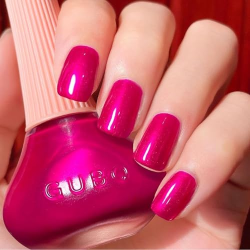 NovaCharm Pearly Hot Pink Nail Polish - 12ml Fast Dry Chrome Shimmer
