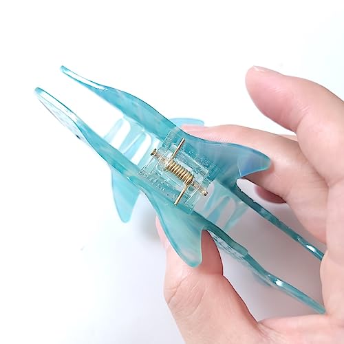 Cyan Acetate Shark Claw Clip for Women - Durable Hair Accessory