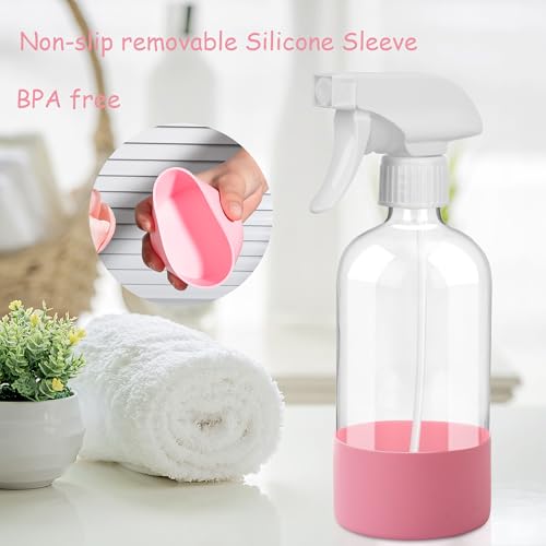 Pink & Light Blue 16.9oz Refillable Plastic Spray Bottles 2 Pack - Versatile & Leakproof