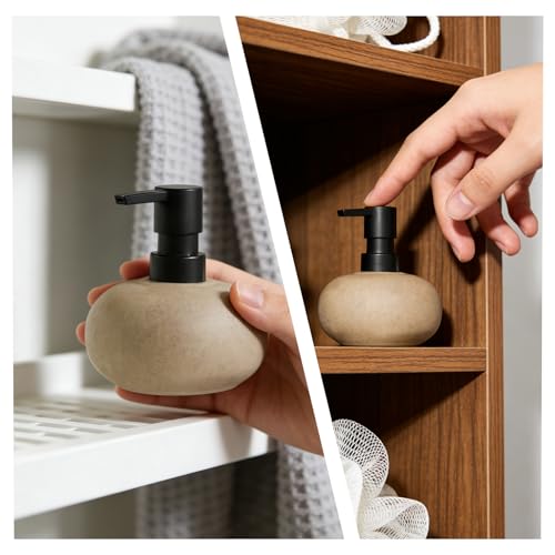 Vintage Brown Stone Ceramic Soap Dispenser for Bathroom & Kitchen - 300ml