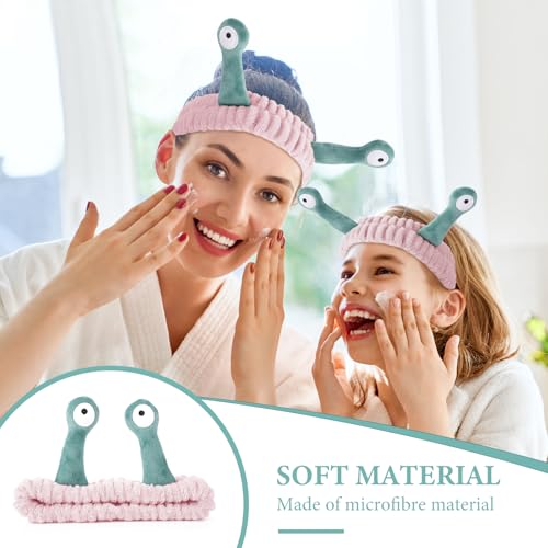 Molain Palm and Snail Face Wash Headband - Cute Coral Fleece