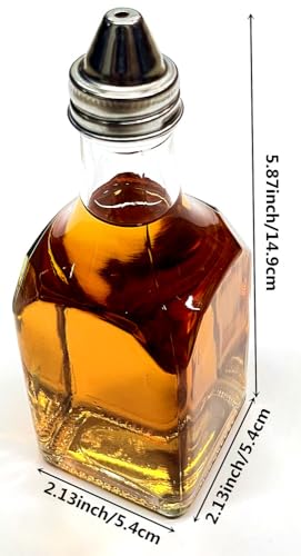 6-Ounce Glass Oil and Vinegar Bottle Set with Stainless Steel Lids