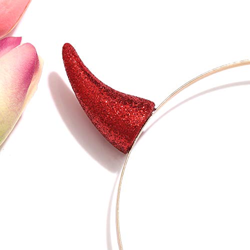 NVENF Glitter 3D Devil Horns Headband for Halloween Costume Party Accessory