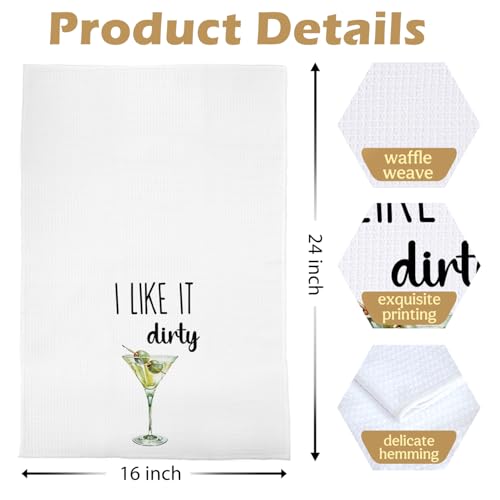 Funny Dirty Martini Kitchen Towels - Waffle Weave 16x24 Inches