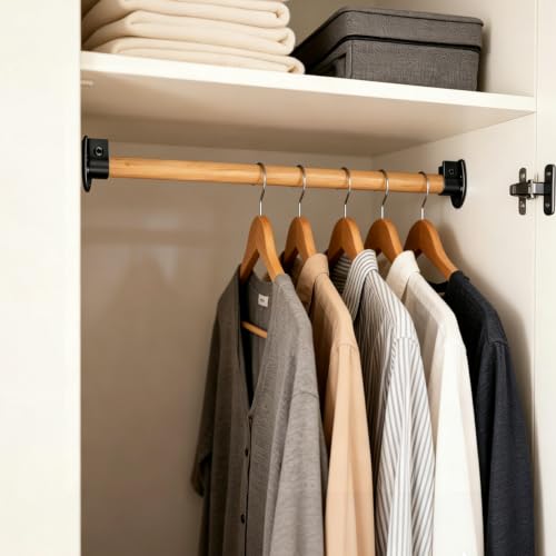 Stainless Steel Closet Rod Holders - Adjustable Bracket Set, 4 Pack