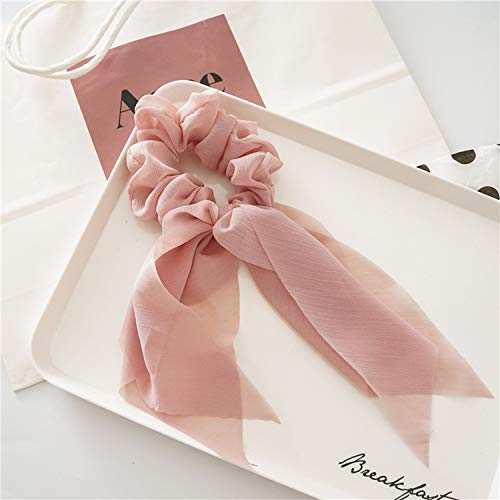 DINPREY 8PCS Satin Hair Scrunchies Bundle with Bunny Ear Design - Double Layer Hair Ties for Women & Girls, 6 Colors