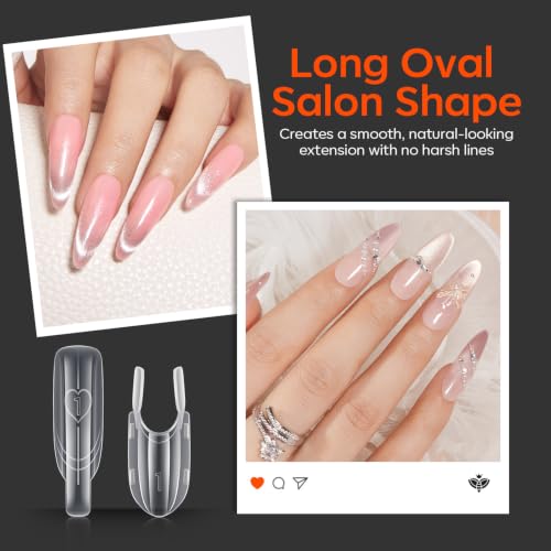 Modelones Almond Oval Dual Nail Forms - 120pcs, No Base Gel Needed