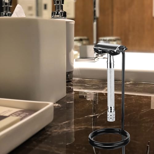 Linkidea Tall Black 2-Pack Stainless Steel Razor Holders Travel Shaving Stand