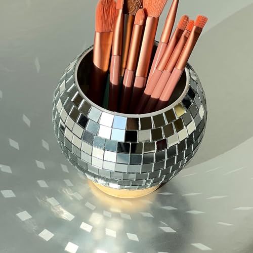FlidRunest Disco Makeup Brush Organizer - Reflective Storage Cup