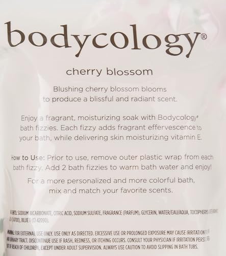 Bodycology Cherry Blossom Bath Fizzies, Unscented, 8 Count