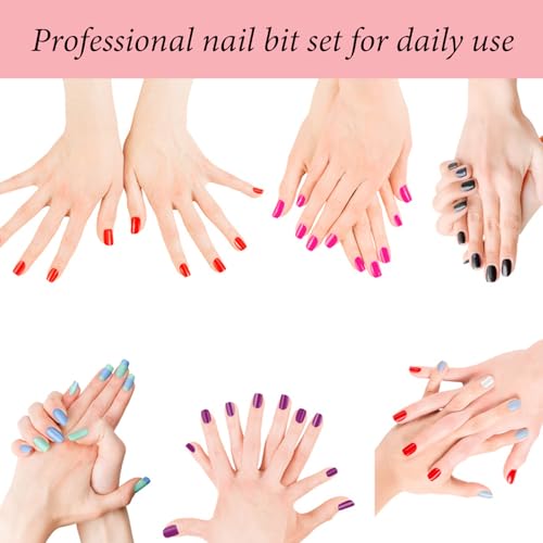 BitnBith 10pcs Nail Drill Bit Set Silver & Blue for Manicure Pedicure & Nail Art