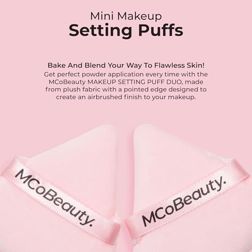 MCoBeauty Mini Setting Puffs - 4 Pack Soft Velour Powder Puffs
