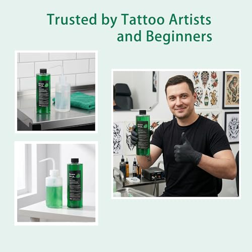 TONBAO Tattoo Green Soap Kit with 16.9oz Concentrated Cleaner & Squeeze Bottle