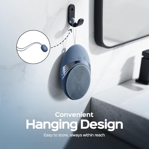 COSLUS FBS01 Portable Facial Cleansing Brush - Gentle Silicone, 5 Modes, Waterproof, Navy Blue