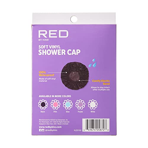 Red by Kiss Kids Shower Cap - Reusable Waterproof Vinyl for Boys & Girls