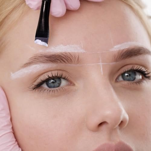 Ink Permanent Eyebrow Mapping Kit with White Paste, Precision Brush & Cotton Swabs