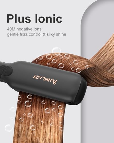ANNLARY 1.75 Inch Hair Straightener, Infrared Ionic Titanium Flat Iron, Black