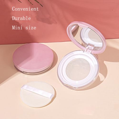 Sohynca Pink Empty Powder Compact with Mirror, Puff & Sifter, 5g Portable Cosmetic Case
