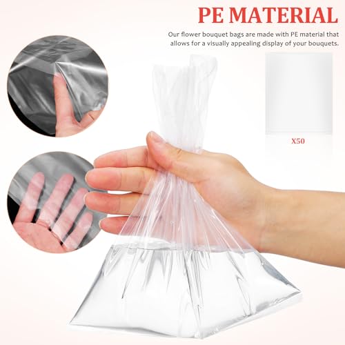 DOITOOL 50 Pcs Clear Flower Water Bags for Bouquets