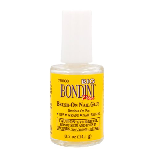 Big Bondini Brush-On Nail Glue (0.5oz) - Pack of 3 for Nail Tips & Repairs