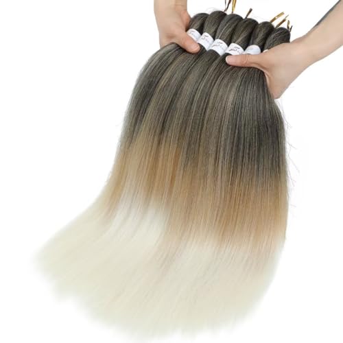 Msloosily 20-Inch Pre-Stretched Braiding Hair - 8 Packs, 1B/27/613 Ombre