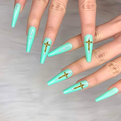 WOKOTO 100pcs Gold Crucifix Nail Charms Kit2 – 3D Cross Nail Art Decorations