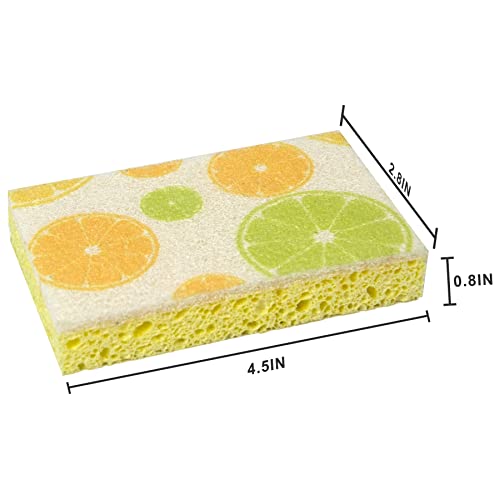CELOX Lemon Printed Dual Sided Kitchen Cleaning Sponges - Non-Scratch, 6 Pack