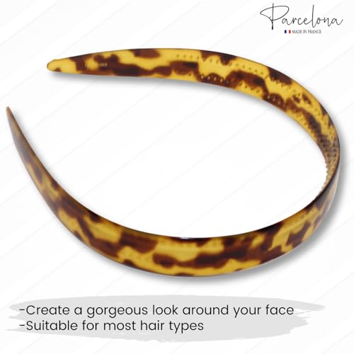 Parcelona French 3/4 Inch Cellulose Acetate Headband for Women Hair Accessories