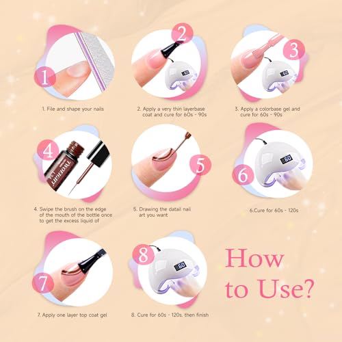 TWOEIGHT Gel Nail Polish Liner Art 12 Colors 8ml UV Lamp Soak-off