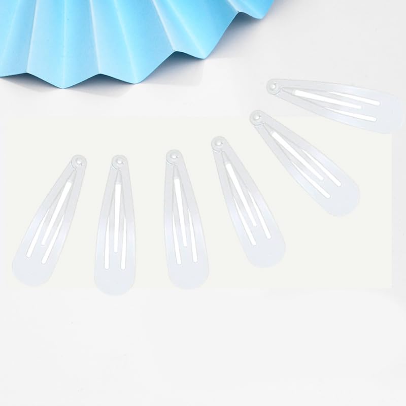 2-Inch White Metal Snap Hair Clips - 20 Durable Barrettes
