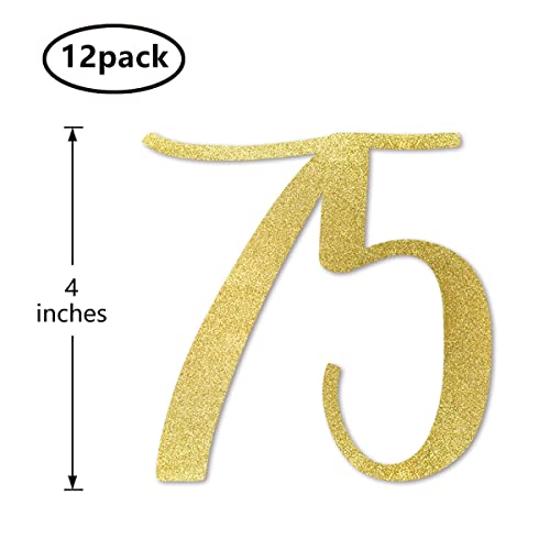 Gold Glitter 75 Cut-Out Numbers for 75th Birthday Decorations