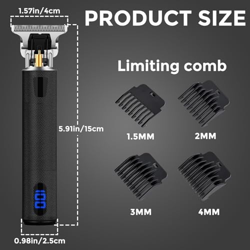 YOGINGO Black Cordless Rechargeable Hair Trimmer with LCD, Metal Body, Grooming Kit for Men