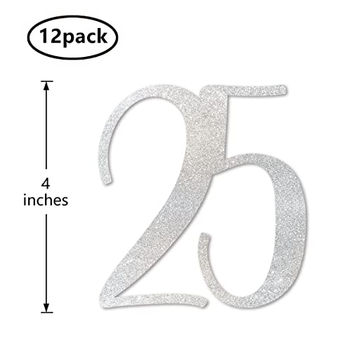 Silver Glitter Number 25 Centerpiece Sticks - 12-Pack Party Decorations