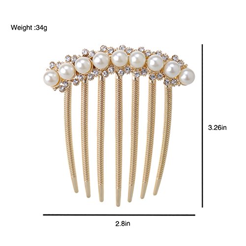 IPINK Bridal Rhinestone Pearl Hair Comb - Wedding Hair Accessory