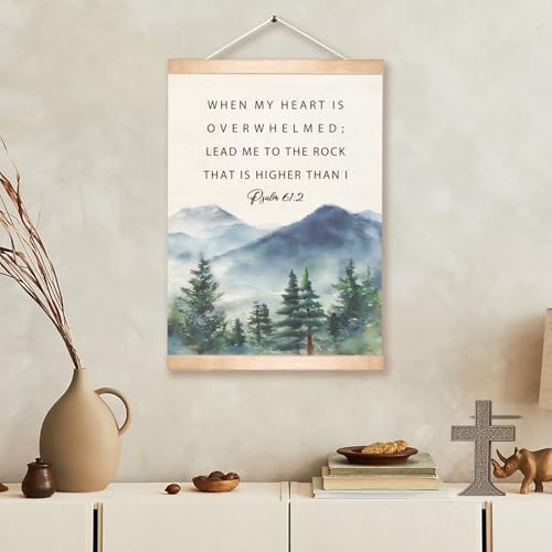 Inspirational Christian Wall Art - Psalm 61:2 Framed Canvas 14x18.5