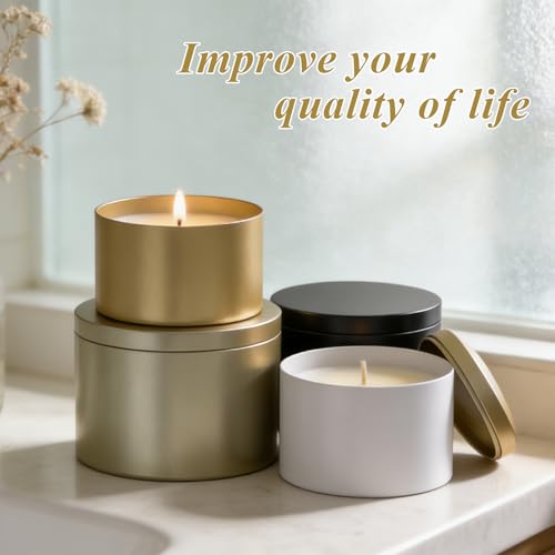 8oz Black Candle Tins with Lids - Heavy-Duty Metal Containers (10-Pack)