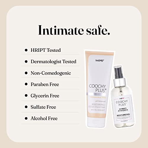 IntiMD Coochy Plus Intimate Shaving Complete Kit - Antioxidant Formula Prevents Razor Burns, Itchiness & Ingrown Hairs - Fragrance Free Shave Cream+After Shave Mist