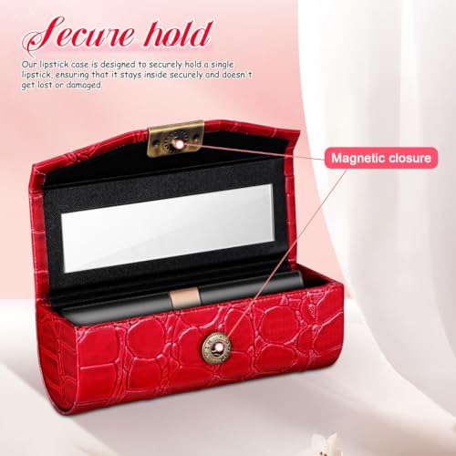 Portable Lipstick Case with Mirror - Compact Travel Makeup Organizer