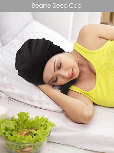 SATINIOR 3-Pack Satin Lined Sleep Cap - Breathable Night Bonnet for Hair Care