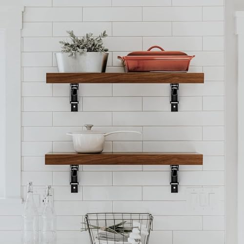 Ravinte Matte Black Folding Shelf Brackets - 6 Inch, 2 Pack